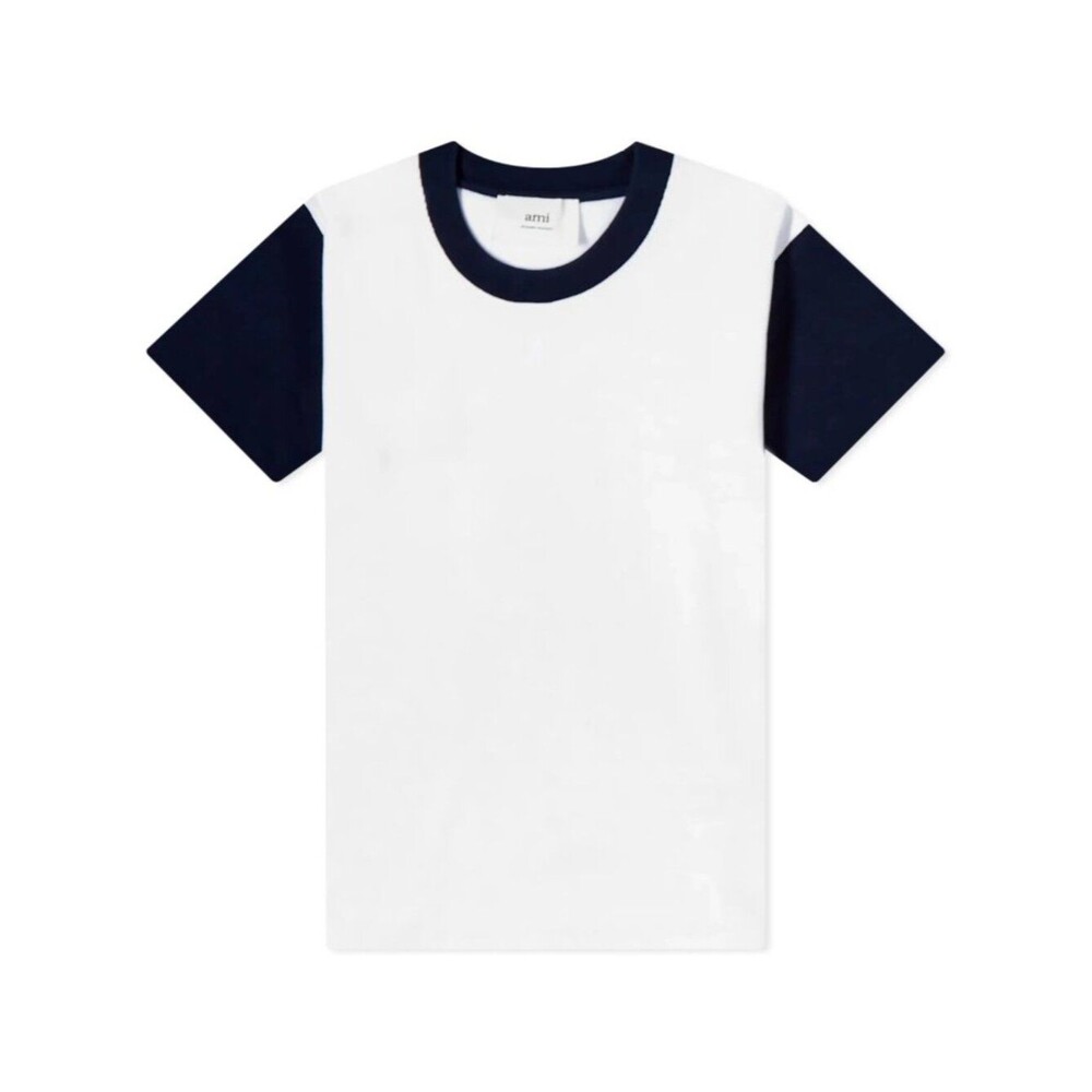 AMI Paris AMI Bicolour ADC T-Shirt White/Nautic Blue Size S